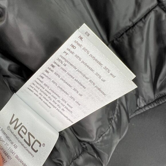 New WESCÂ Men US Men XL /WomenâXXL Wool Bomber Gray Black Jacket $225 - Picture 10 of 12